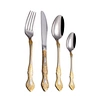 6Pcs/Set Gold Flatware Set Knives Cake Fork Dessert Coffee Spoon Dinnerware Cutlery Set Stainless Steel Silverware Tableware