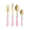 Crystal pink cutlery set with gold stainless steel