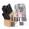 16pcs knife set, plastic handle kitchen knife set with wooden block