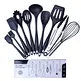 6PCS Kitchen Utensils Set, Non-Stick Silicone Cooking Tools with Soup Ladle, Slotted Spoon, Pasta Fork, for Frying, Serving, Baking