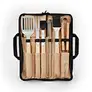 7pcs set real wooden Stainless Steel BBQ Grilling Tools