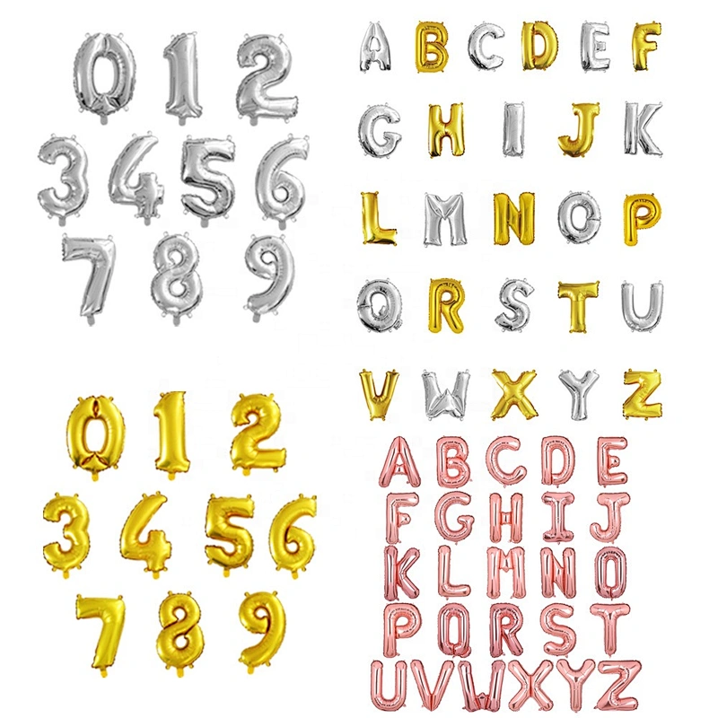 Cheap Helium Decorative Silver Gold Mylar Foil Letters Shape Alphabet Balloon