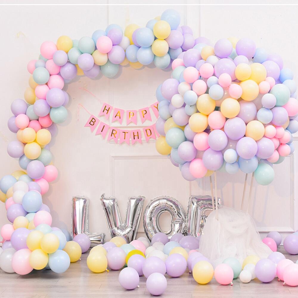 Happy Birthday 5 10 12 inch Ballon Garland Arch Macaron Color Multicolor Latex Pink Pastel Balloon