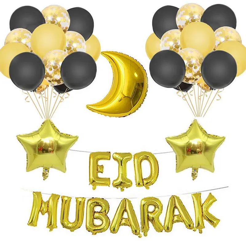 Wholesale Party Supplies Decoration Happy Ramadan EID Mubarak Foil Ballons Balloons Banner Set