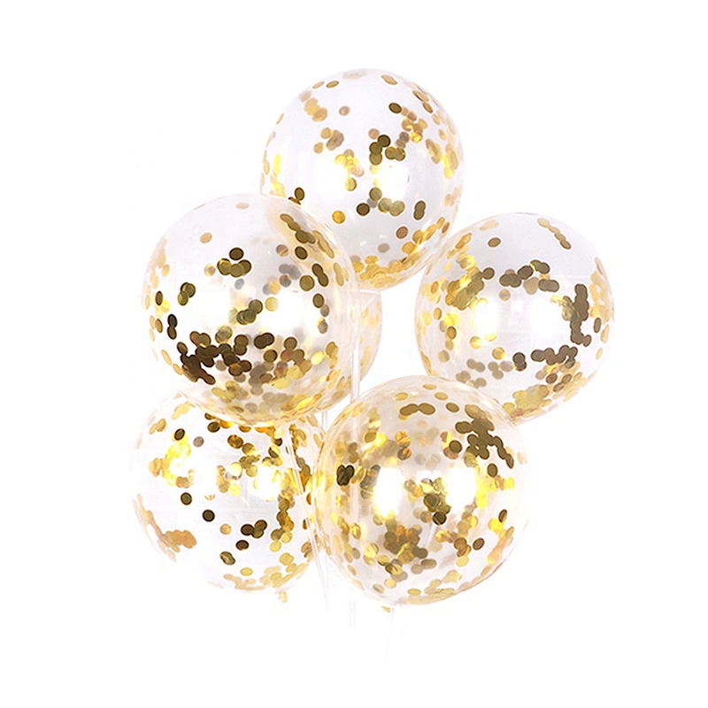 100 Pcs EN71 Valentitine Custom Printed Logo 36 inch Giant Transparent Ballon Mix Gold Confetti Balloon with Gold Metal Confetti