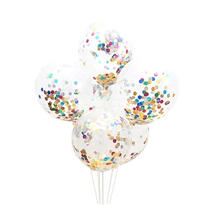 100 Pcs EN71 Valentitine Custom Printed Logo 36 inch Giant Transparent Ballon Mix Gold Confetti Balloon with Gold Metal Confetti