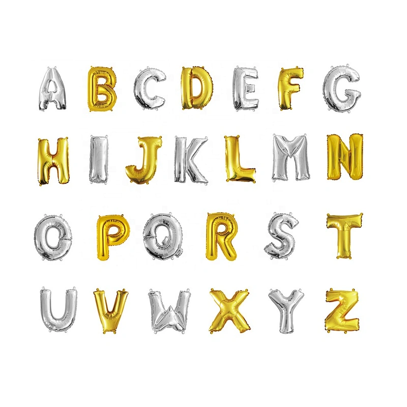 Cheap Helium Decorative Silver Gold Mylar Foil Letters Shape Alphabet Balloon