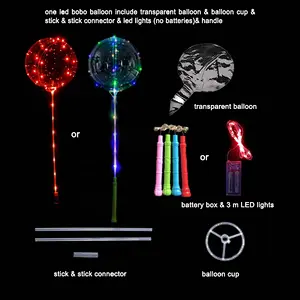 Wholesale Festival Celebration Party Transparent Clear Globos Led Lighting Up Flashing Luminous Balloon with Led Lights Strip