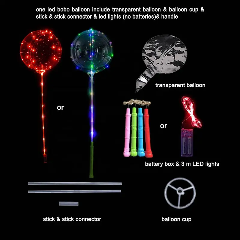 Wholesale Festival Celebration Party Transparent Clear Globos Led Lighting Up Flashing Luminous Balloon with Led Lights Strip