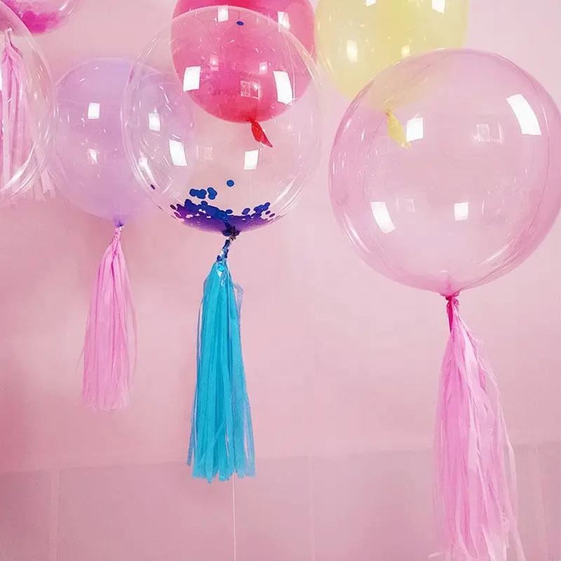 Party 18 24 36 inch Purple Bubble Latex Ballon Ball Helium Transparent Clear Bobo Globos Crystal Balloon