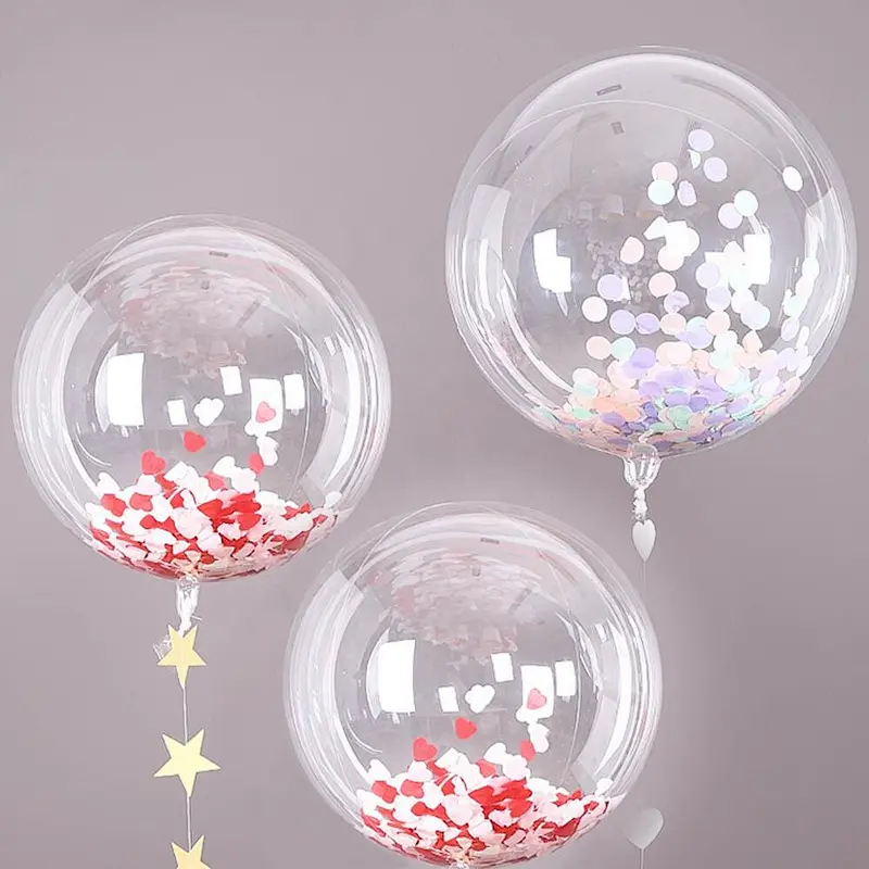 New Valentines Christmas Birthday Party Transparent Ballon Led Light Luminous Bobo Balloon Rose Flower Bouquet With Rose Set