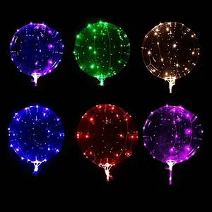 Wholesale Festival Celebration Party Transparent Clear Globos Led Lighting Up Flashing Luminous Balloon with Led Lights Strip
