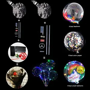 Wholesale Festival Celebration Party Transparent Clear Globos Led Lighting Up Flashing Luminous Balloon with Led Lights Strip