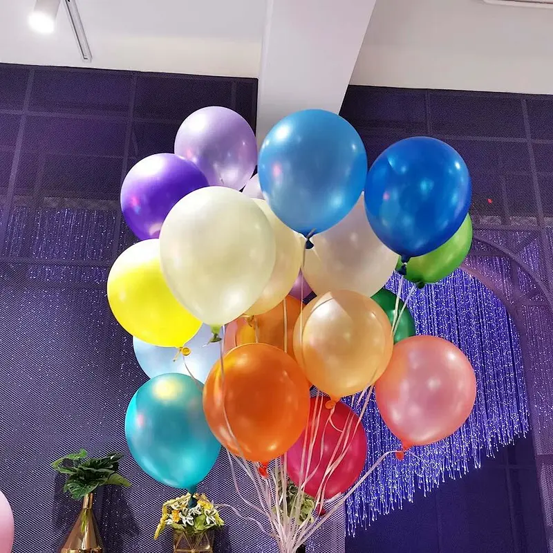 Jumbo 10inch 1.8 grams and 12inch 2.8g Thick Natural Latex Ballon Round Standard Metallic Pearl White Red Party Balloon in Bulk