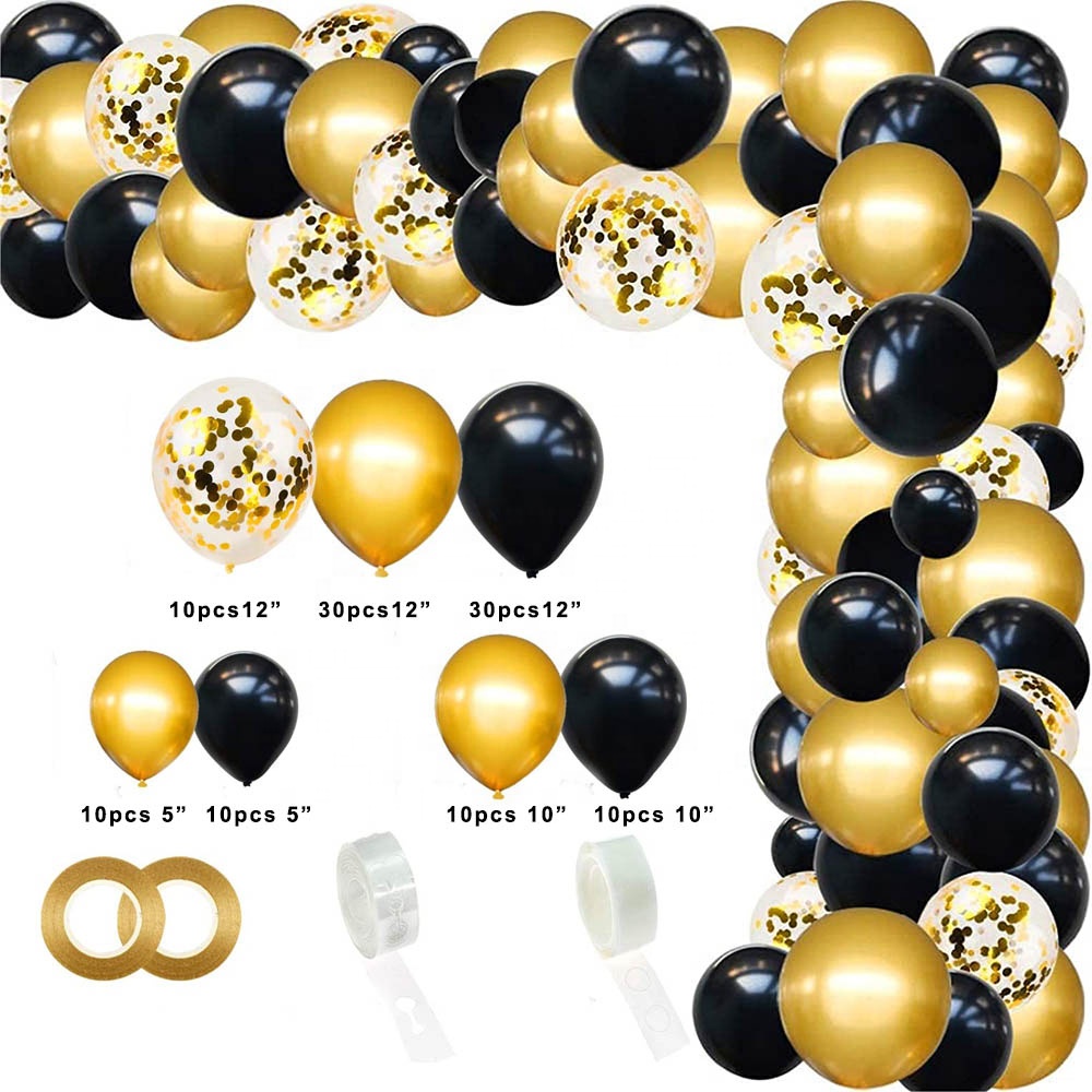 DIY Decoration Birthday Wedding Party Supplies Black Gold and Rose Gold Latex Balloon Ballon Stand Arch Garland Kit Set for Sale