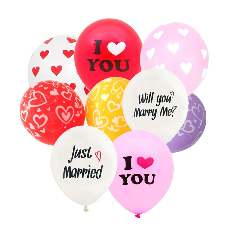 Helium Printed Heart / Will You Marry Me / Just Married / Mr and Mrs / I Love You Latex Ballon Balloon for Wedding Decoration