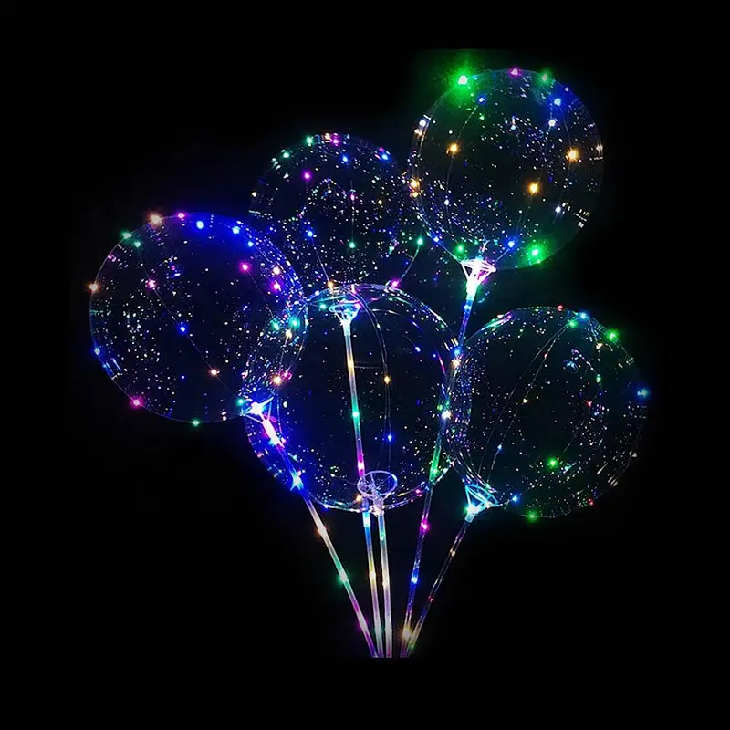 Wholesale Festival Celebration Party Transparent Clear Globos Led Lighting Up Flashing Luminous Balloon with Led Lights Strip