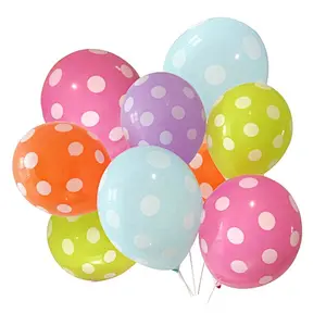 Latex Helium Party Transparent Clear Personalised Logo Ballon Print White Pink Black Yellow Polka Dot Balloons with Dots Logo
