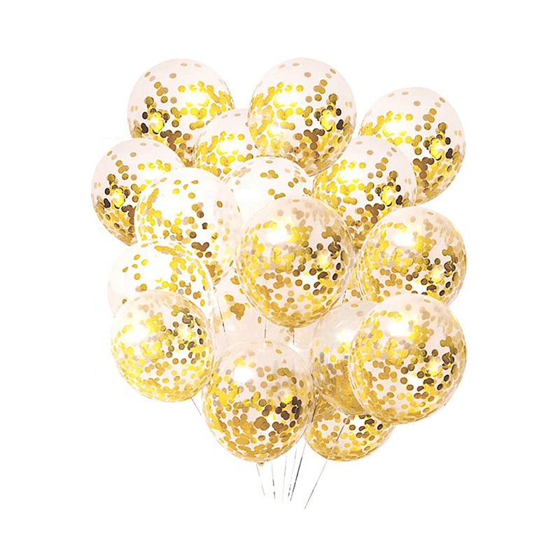 100 Pcs EN71 Valentitine Custom Printed Logo 36 inch Giant Transparent Ballon Mix Gold Confetti Balloon with Gold Metal Confetti