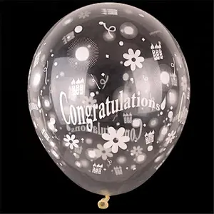Custom Made Round 12 18 36 inch Helium Printed Ballon Pink Happy Birthday Number Printing Latex Clear Transparent Balloons