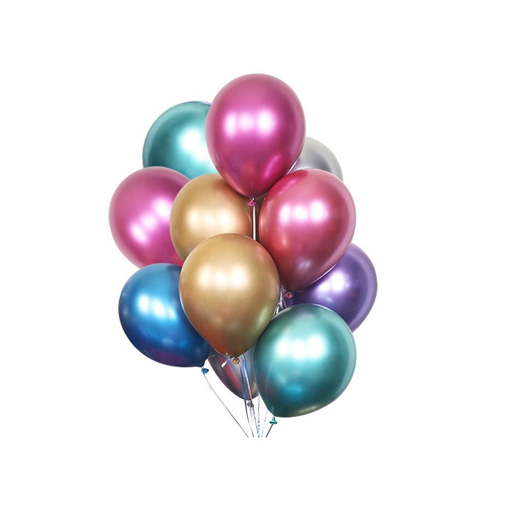 Big Size Large 12 inch Solid Balon Metal rose gold silver red pink Blue and golden color Chrome Latex Ballon Balloon