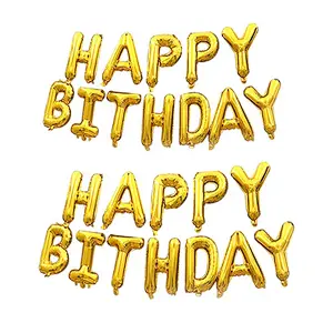 Party Decoration Helium Metallic Gold Happy Birthday Letter Foil Ballon Set
