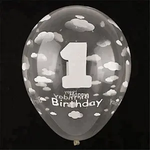 Custom Made Round 12 18 36 inch Helium Printed Ballon Pink Happy Birthday Number Printing Latex Clear Transparent Balloons