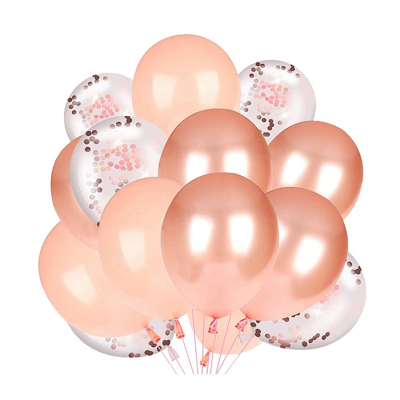 Chinese Party Decoration Pink Rose Gold 12 18 inch Confetti Balloon Balon for Birthday