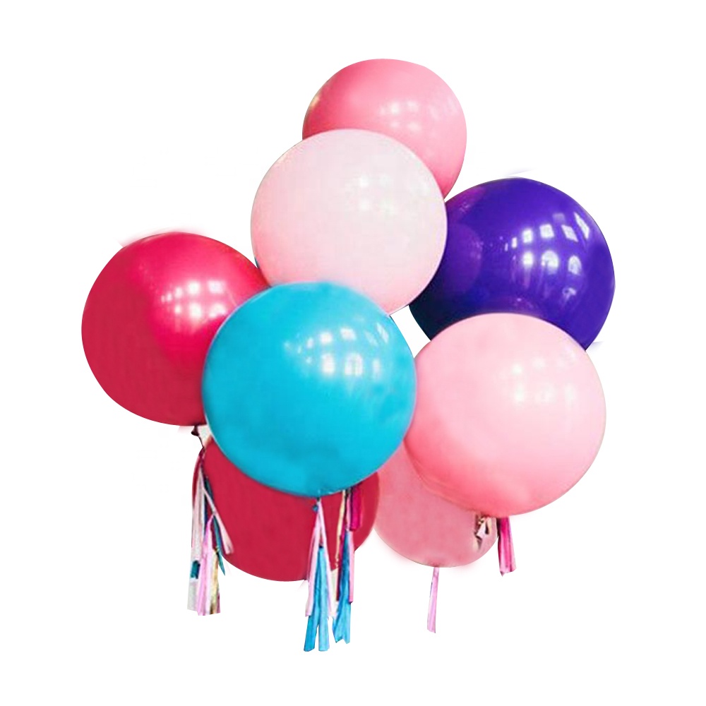 Valentines Day Party Huge Large Inflatable Helium Air Matte White Transparent 36 inch Latex Giant Balloon with Feathers Confetti
