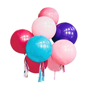 Valentines Day Party Huge Large Inflatable Helium Air Matte White Transparent 36 inch Latex Giant Balloon with Feathers Confetti