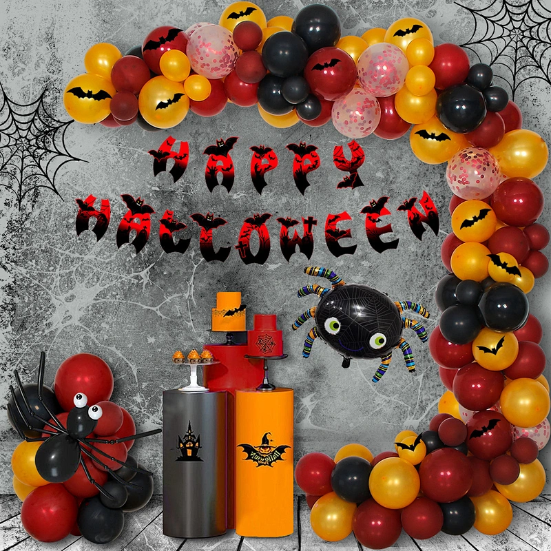 Hot Selling Halloween Party Decoration Skull Ghost Foil Balloon Set Happy Halloween Letter Banner