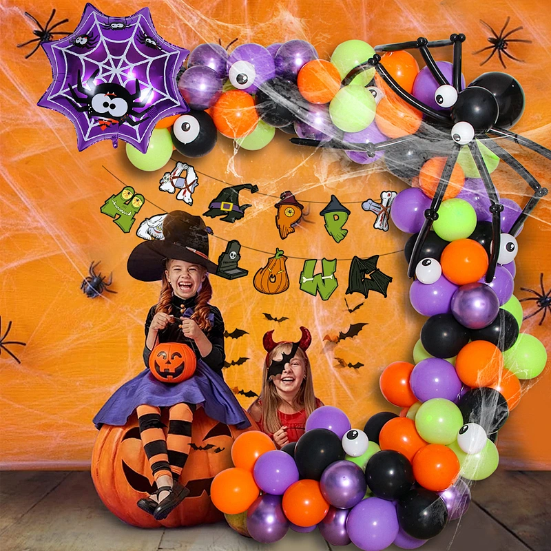 Hot Selling Halloween Party Decoration Skull Ghost Foil Balloon Set Happy Halloween Letter Banner