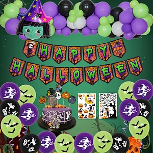 Hot Selling Halloween Party Decoration Skull Ghost Foil Balloon Set Happy Halloween Letter Banner