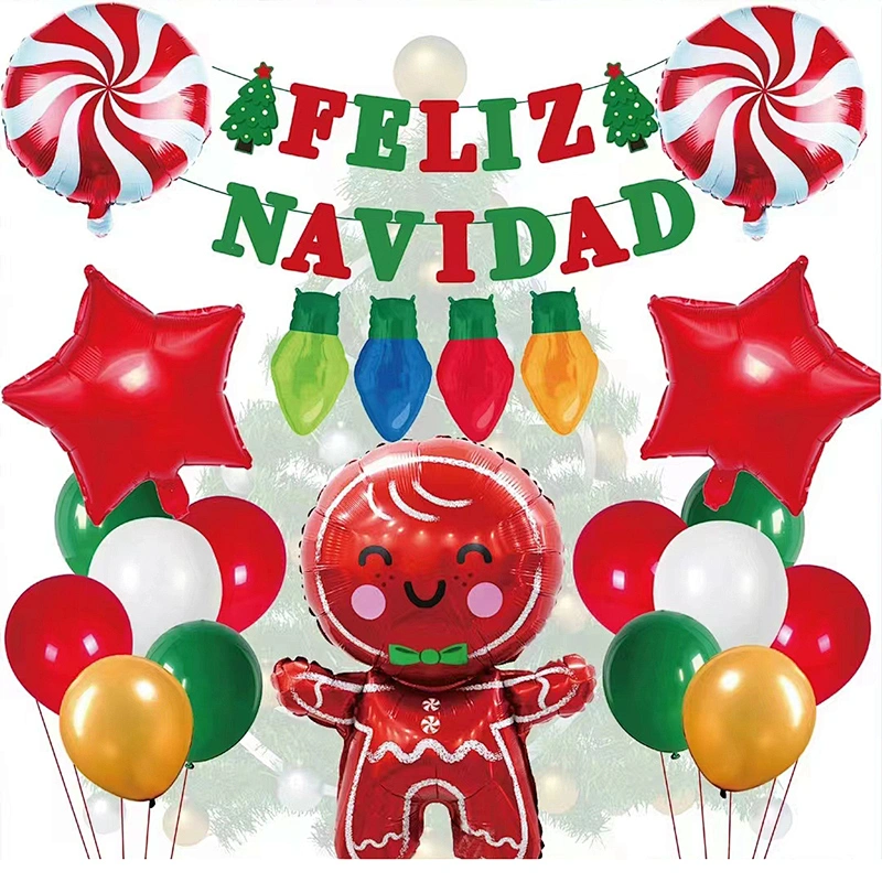 FELIZ NAVIDAD Merry Christmas Banners Garlands Hanging Bunting Merry Christmas Balloons Decoration Party Balloon Set