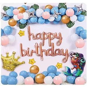 Baby Girl Cute Cartoon Mermaid Themed Birthday Party Latex And Foil Balloon Balloon Set Mermaid Birthday Atmosphere Decoration
