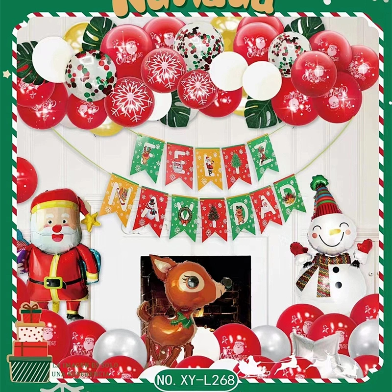 Amazon Hot Sale Feliz Navidad Celebrate Christmas Decorations Creative Gifts Santa Claus Balloon Christmas Party Balloon Set