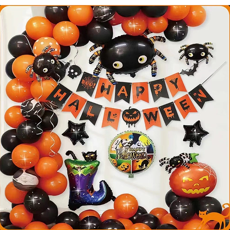 New Halloween Party Balloon Decoration Set Ghost Festival Bat Pumpkin Head Ghost Shape Balloon Bar Party Decoration