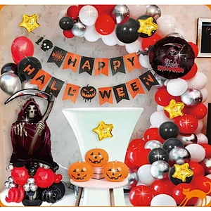 New Halloween Party Balloon Decoration Set Ghost Festival Bat Pumpkin Head Ghost Shape Balloon Bar Party Decoration