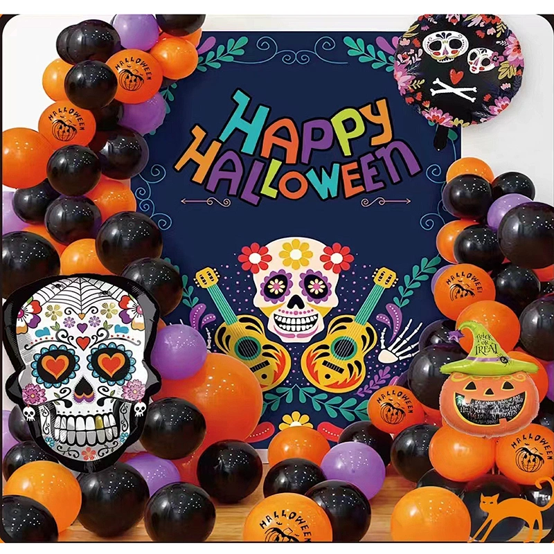 New Halloween Party Balloon Decoration Set Ghost Festival Bat Pumpkin Head Ghost Shape Balloon Bar Party Decoration
