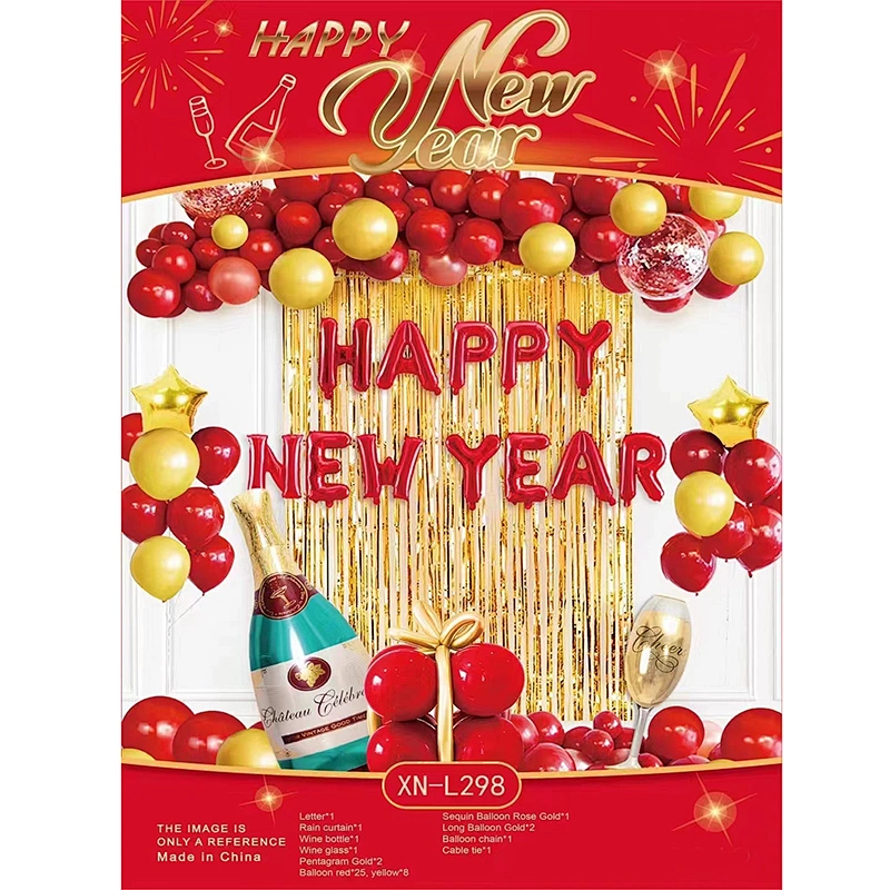 New Design Amazon 2023 Happy New Year Balloons Party Balloon Kit for New Year Decoration 2023 Balloon Banner
