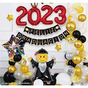 Amazon Low Price 2023 Congrats Grad Party Decoration Supply Spanish Feliz Graduation Bunting Flag Balloon Backdrop Arch Garland
