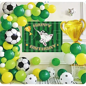 Soccer Theme Birthday Party Decorations For Boy World Cup Foil Balloons Trophy Birthday Party Football Balloon Garland Arch Kit