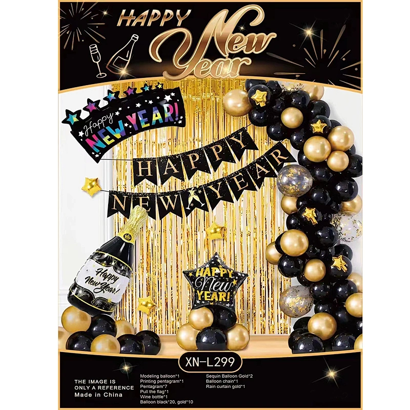 New Design Amazon 2023 Happy New Year Balloons Party Balloon Kit for New Year Decoration 2023 Balloon Banner