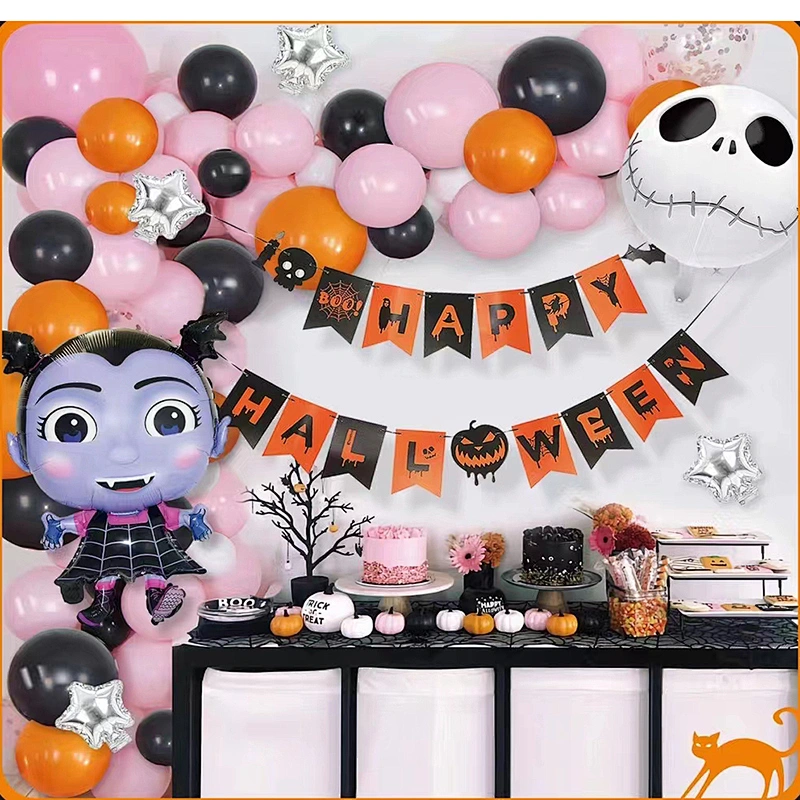 New Halloween Party Balloon Decoration Set Ghost Festival Bat Pumpkin Head Ghost Shape Balloon Bar Party Decoration
