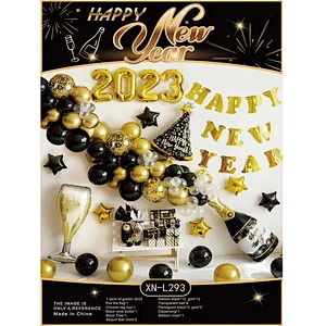 New Design Amazon 2023 Happy New Year Balloons Party Balloon Kit for New Year Decoration 2023 Balloon Banner