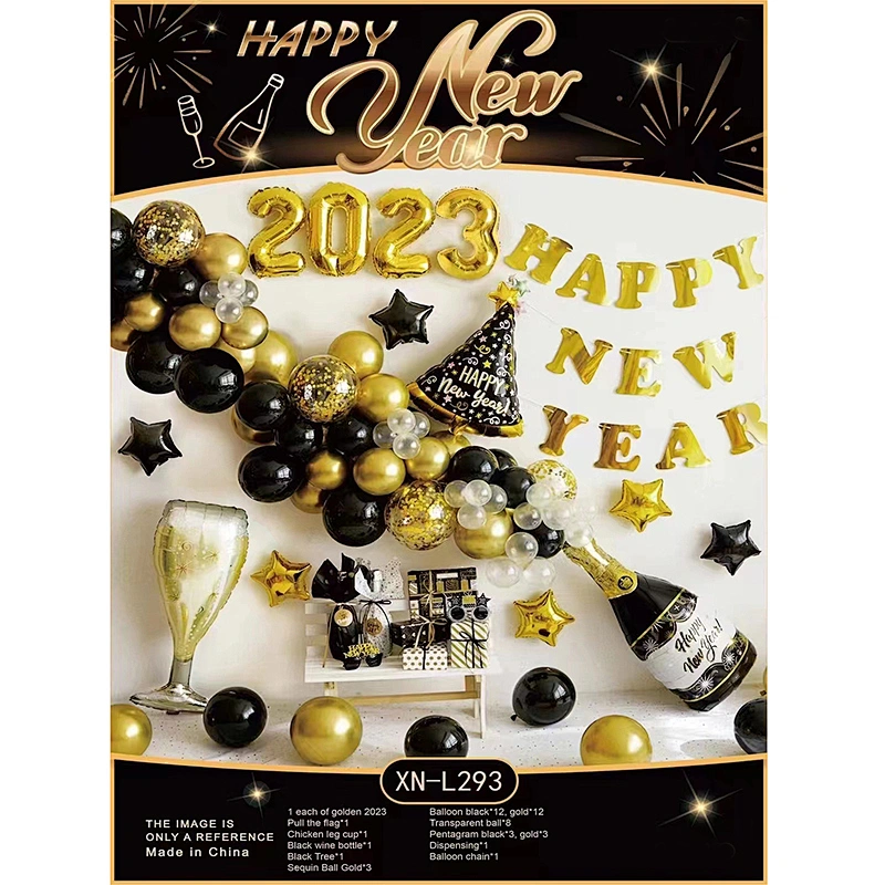 New Design Amazon 2023 Happy New Year Balloons Party Balloon Kit for New Year Decoration 2023 Balloon Banner