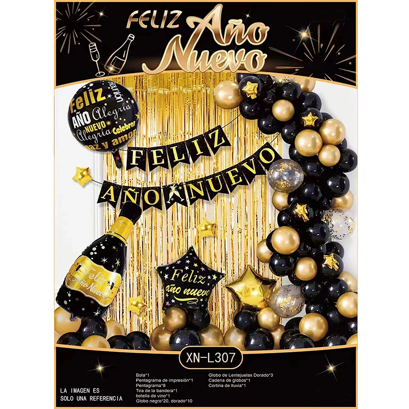 New Design Amazon 2023 Happy New Year Balloons Party Balloon Kit for New Year Decoration 2023 Balloon Banner