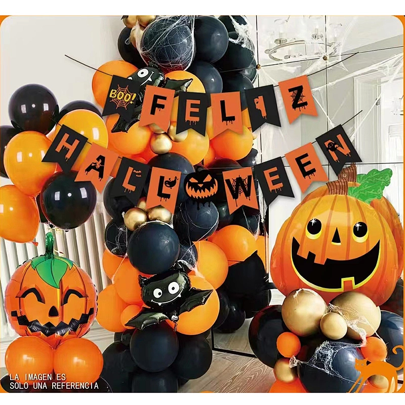 New Halloween Party Balloon Decoration Set Ghost Festival Bat Pumpkin Head Ghost Shape Balloon Bar Party Decoration