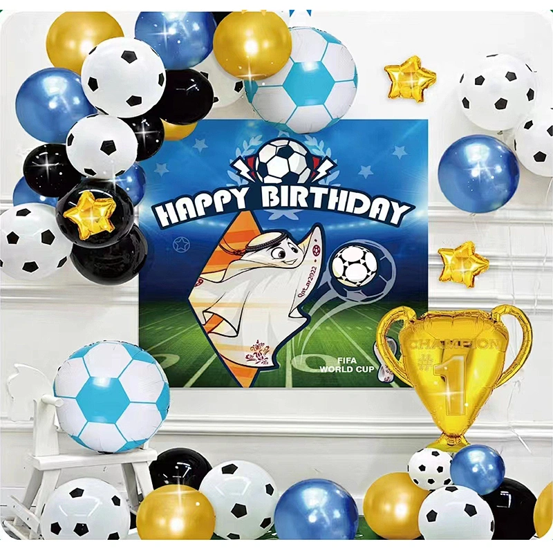 Soccer Theme Birthday Party Decorations For Boy World Cup Foil Balloons Trophy Birthday Party Football Balloon Garland Arch Kit