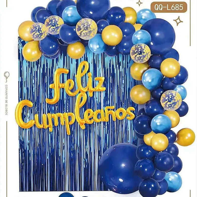 Happy Birthday Decoration Kit Comb Party Decoration Latex Confetti Ballon Letter Foil Balloon Garland Set Black Foil Curtain